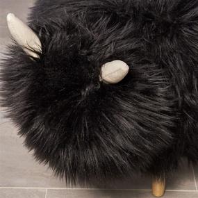 img 1 attached to 🦙 Christopher Knight Home Kamla Furry Yak Ottoman - Stylish Black Design with Natural Finish