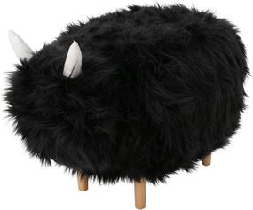 img 4 attached to 🦙 Christopher Knight Home Kamla Furry Yak Ottoman - Stylish Black Design with Natural Finish