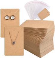 🎀 набор из 120 карточек для хранения сережек с пакетами - карточки для демонстрации ожерелий tuparka, крафтовые ярлычки для сережек (коричневые) логотип