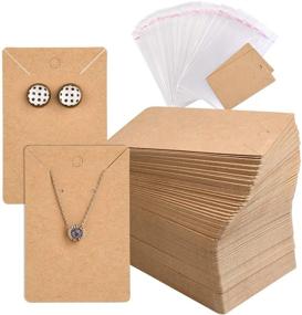 img 4 attached to 🎀 Набор из 120 карточек для хранения сережек с пакетами - карточки для демонстрации ожерелий TUPARKA, крафтовые ярлычки для сережек (коричневые)