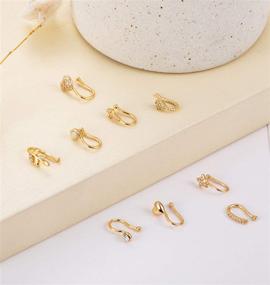 img 2 attached to 👃 Masedy 9Pcs Fake Nose Rings Hoop Clip On Set: Trendy Non Piercing Jewelry for Cartilage, Tragus & More!