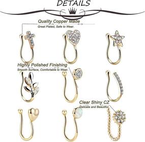 img 1 attached to 👃 Masedy 9Pcs Fake Nose Rings Hoop Clip On Set: Trendy Non Piercing Jewelry for Cartilage, Tragus & More!