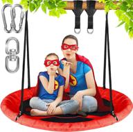 🌳 red outdoor tree swing set saucer swing seat for kids by dimples excel - best backyard fun! логотип