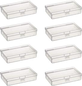 img 4 attached to Goodma 8-Piece Rectangular Empty Mini Clear Plastic Organizer Storage Box Containers with Hinged Lids for Small Items and Crafts (5.3 x 3.1 x 1.2 inch)