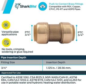 img 2 attached to 🔧 SharkBite U016LFA4 3/4 Inch Straight Coupling Plumbing Fitting, PEX Push-to-Connect Coupler for PE-RT, HDPE, Copper, CPVC Pipes