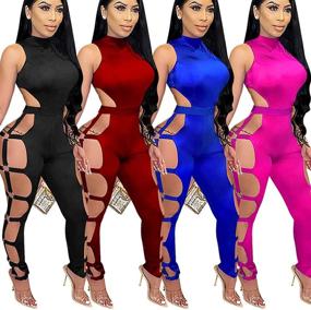 img 2 attached to 👗 Ladies' Hollowing Jumpsuits: Shop Zoctuo Clubwear Jumpsuit, Women's Clothing, Rompers & Overalls