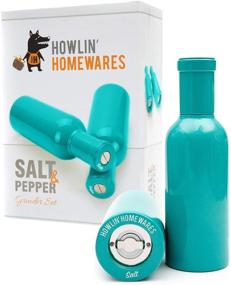 img 4 attached to 🧂 Комплект перца и соли Aqua Wood Salt and Pepper Grinder от Howlin' Homewares - мельница для соли и перца с дробилкой из нержавеющей стали и керамикой - перечницы и солонки для приправ, готовки, сервировки и ужина (Аква)