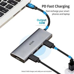 img 2 attached to 🔌 SSK 10Gbps USB C Hub: SuperSpeed 5-in-1 Multiport Adapter for iMac/MacBook/Pro/Air/Surface Pro - Power Delivery, 4K HDMI, and Dual USB C/USB A Ports