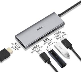 img 3 attached to 🔌 SSK 10Gbps USB C Hub: SuperSpeed 5-in-1 Multiport Adapter for iMac/MacBook/Pro/Air/Surface Pro - Power Delivery, 4K HDMI, and Dual USB C/USB A Ports