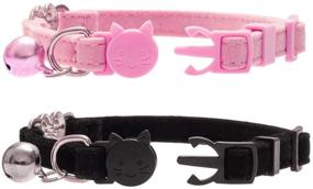 img 2 attached to 🐱 BINGPET Cat Collar Breakaway with Bell, Heart Bling Collar Soft Velvet Adjustable for Kittens, 2 Pack - Enhanced SEO