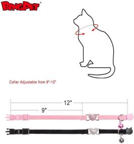 img 3 attached to 🐱 BINGPET Cat Collar Breakaway with Bell, Heart Bling Collar Soft Velvet Adjustable for Kittens, 2 Pack - Enhanced SEO