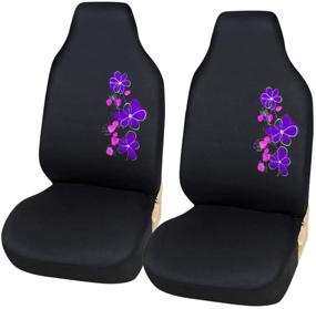 img 4 attached to Front Bucket Seat Covers Floral Embroidery Design Driver Car Seat Covers Universal Fit Most Car Interior Accessories