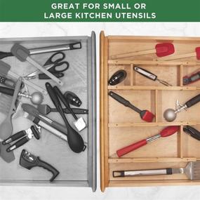 img 2 attached to Bamboo Drawer Dividers with Inserts and Liner - Adjustable Organizers for Kitchen or Dresser Drawers - Expandable Utensil Organizer for Deep Storage - Tall Wood Divider Separators