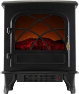 🔥 cosy and safe caesar indoor electric fireplace stove heater: realistic flame, thermostat, and overheating safety system—freestanding & portable, 750/1500w, 23'' logo