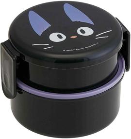 img 3 attached to 🍱 Authentic Japanese Design Skater Kiki's Delivery Service Bento Lunch Box - 2 Tier Round with Folk (17oz) - Microwave Safe - Black