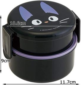 img 1 attached to 🍱 Authentic Japanese Design Skater Kiki's Delivery Service Bento Lunch Box - 2 Tier Round with Folk (17oz) - Microwave Safe - Black