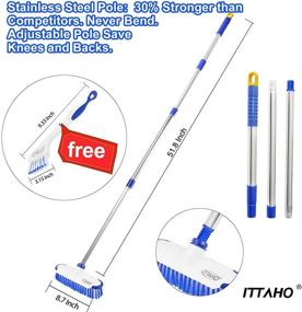 img 3 attached to Multi-Use Floor Scrub Brush with Long Handle - Extendable Grout Cleaner Brush for Tile Floor, Deck, Patio, Marble, Garage, Kitchen, Bathroom - Extra Small Deep Cleaning Brush - ITTAHO