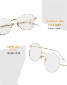 img 3 attached to Stylish Round Metal Frame Clear Lens Eyeglasses: Blue Light Blocking Glasses for Women and Men