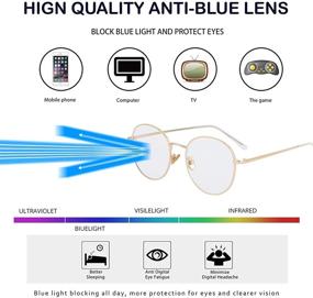 img 2 attached to Stylish Round Metal Frame Clear Lens Eyeglasses: Blue Light Blocking Glasses for Women and Men