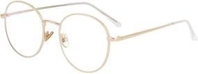 img 1 attached to Stylish Round Metal Frame Clear Lens Eyeglasses: Blue Light Blocking Glasses for Women and Men