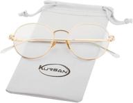 stylish round metal frame clear lens eyeglasses: blue light blocking glasses for women and men logo