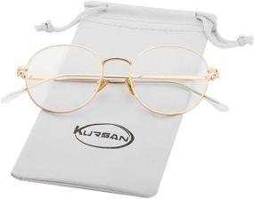 img 4 attached to Stylish Round Metal Frame Clear Lens Eyeglasses: Blue Light Blocking Glasses for Women and Men