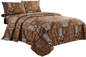 img 2 attached to WPM 4 Piece Animal Print Sheet Set - Safari Design (Queen) - Chocolate Brown Leopard Zebra Giraffe Jungle Forest Theme - Queen Size Bedding - Flat Fitted Sheets with Pillow Sham - Brown