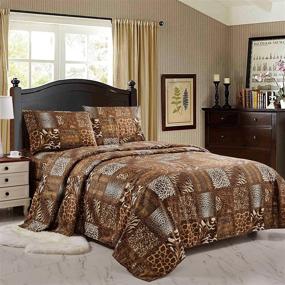 img 3 attached to WPM 4 Piece Animal Print Sheet Set - Safari Design (Queen) - Chocolate Brown Leopard Zebra Giraffe Jungle Forest Theme - Queen Size Bedding - Flat Fitted Sheets with Pillow Sham - Brown