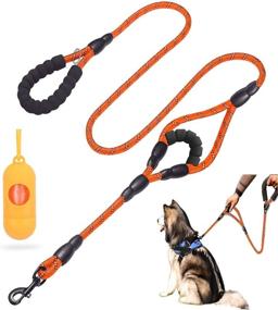 img 4 attached to 🐾 Btromeshy Dog Leash: Heavy Duty 5 FT Rope Leash with 2 Padded Handles and Reflective Strips for Small, Medium, and Large Breeds - Control and Safety for Pet Training