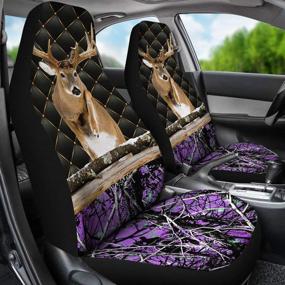 img 3 attached to CHICKYSHIRT Deer Camo Camouflage Buck Hunting Front Car Seat Covers