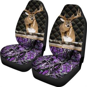 img 2 attached to CHICKYSHIRT Deer Camo Camouflage Buck Hunting Front Car Seat Covers