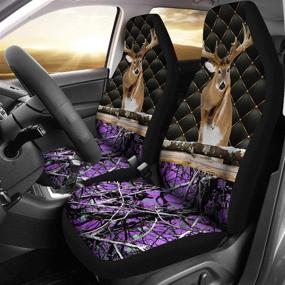 img 1 attached to CHICKYSHIRT Deer Camo Camouflage Buck Hunting Front Car Seat Covers