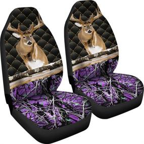 img 4 attached to CHICKYSHIRT Deer Camo Camouflage Buck Hunting Front Car Seat Covers