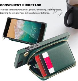 img 2 attached to KIHUWEY Crossbody Wallet Case for iPhone 7 Plus and iPhone 8 Plus - PU 📱 Leather Case with Credit Card Holder, Wrist Strap, Kickstand, Lanyard, and Purse Cover - Emerald (5.5 Inch)