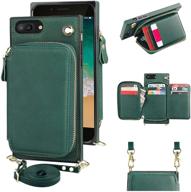 kihuwey crossbody wallet case for iphone 7 plus and iphone 8 plus - pu 📱 leather case with credit card holder, wrist strap, kickstand, lanyard, and purse cover - emerald (5.5 inch) logo