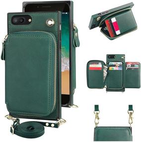 img 4 attached to KIHUWEY Crossbody Wallet Case for iPhone 7 Plus and iPhone 8 Plus - PU 📱 Leather Case with Credit Card Holder, Wrist Strap, Kickstand, Lanyard, and Purse Cover - Emerald (5.5 Inch)