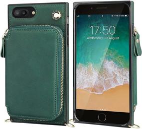 img 3 attached to KIHUWEY Crossbody Wallet Case for iPhone 7 Plus and iPhone 8 Plus - PU 📱 Leather Case with Credit Card Holder, Wrist Strap, Kickstand, Lanyard, and Purse Cover - Emerald (5.5 Inch)