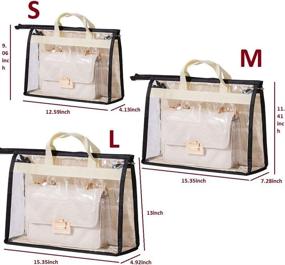 img 3 attached to 👜 Keledz Handbag Dust Cover Bag: Transparent PVC Purse Storage Organizer with Zipper & Handle - 3 Packs (S M L)