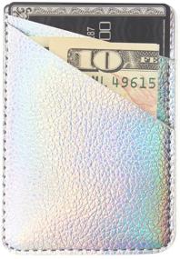 img 3 attached to UCOLOR Two Pack Phone Card Holder PU Leather Iridescent Silver Wallet Pocket Credit Card ID Case Pouch 3M Adhesive Sticker On Phone Samsung Galaxy Android Smartphones(Fit For 4