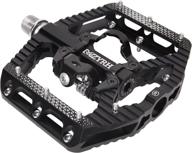 🚲 mzyrh mtb mountain bike pedals - 3 bearing flat platform with dual function spd compatibility, sealed cleats and clipless system, aluminum construction, 9/16&#34; logo