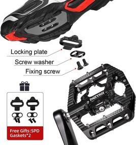 img 2 attached to 🚲 MZYRH MTB Mountain Bike Pedals - 3 Bearing Flat Platform with Dual Function SPD Compatibility, Sealed Cleats and Clipless System, Aluminum Construction, 9/16&#34;