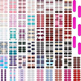 img 4 attached to 💅 Chic Style Nail Polish Wraps – 680 Pieces, 50 Sheets of Self-Adhesive Nail Decals with Nail Files for DIY Nail Art Decoration, Ideal for Women and Girls