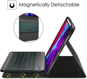 img 3 attached to 🔒 Fintie Keyboard Case for iPad Pro 12.9" 4th & 3rd Generation 2020/2018: Magnetic Bluetooth Keyboard with 7-Color Backlight, Pencil Holder, and Soft TPU Back Cover in Black