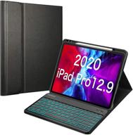 🔒 fintie keyboard case for ipad pro 12.9" 4th & 3rd generation 2020/2018: magnetic bluetooth keyboard with 7-color backlight, pencil holder, and soft tpu back cover in black logo