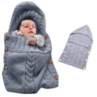 👶 cozy and stylish grey newborn baby wrap swaddle blanket by oenbopo: knit blanket swaddle sleeping bag for 0-12 months logo