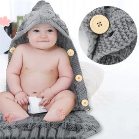 img 2 attached to 👶 Cozy and Stylish Grey Newborn Baby Wrap Swaddle Blanket by Oenbopo: Knit Blanket Swaddle Sleeping Bag for 0-12 Months