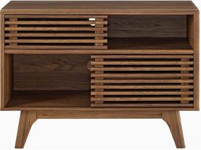 img 1 attached to 📦 Modway Render Walnut Two-Tier Display Stand: Mid-Century Modern Elegance for Stylish Organization