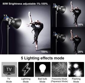 img 3 attached to 🎥 Sutefoto P80 Studio LED Video Light Continuous Fresnel Light for YouTube Photography Lighting with Bowens Mount, 5 Pre-Programmed Light Effects, 80W 5600K Daylight, Reflector, Remote Control, and Portable Bag