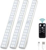 🔦 lunsy 32 led wireless rechargeable under cabinet lighting with remote control - 3 pack, 220lm, magnetic lights for closets, counters, and shelves логотип