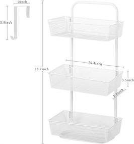 img 3 attached to 🗂️ 3 Tier Hanging Storage Basket Organizer Rack for Kitchen, Bathroom, Pantry - Over the Door Basket Organizer with 2 Hooks and 3 Baskets in White